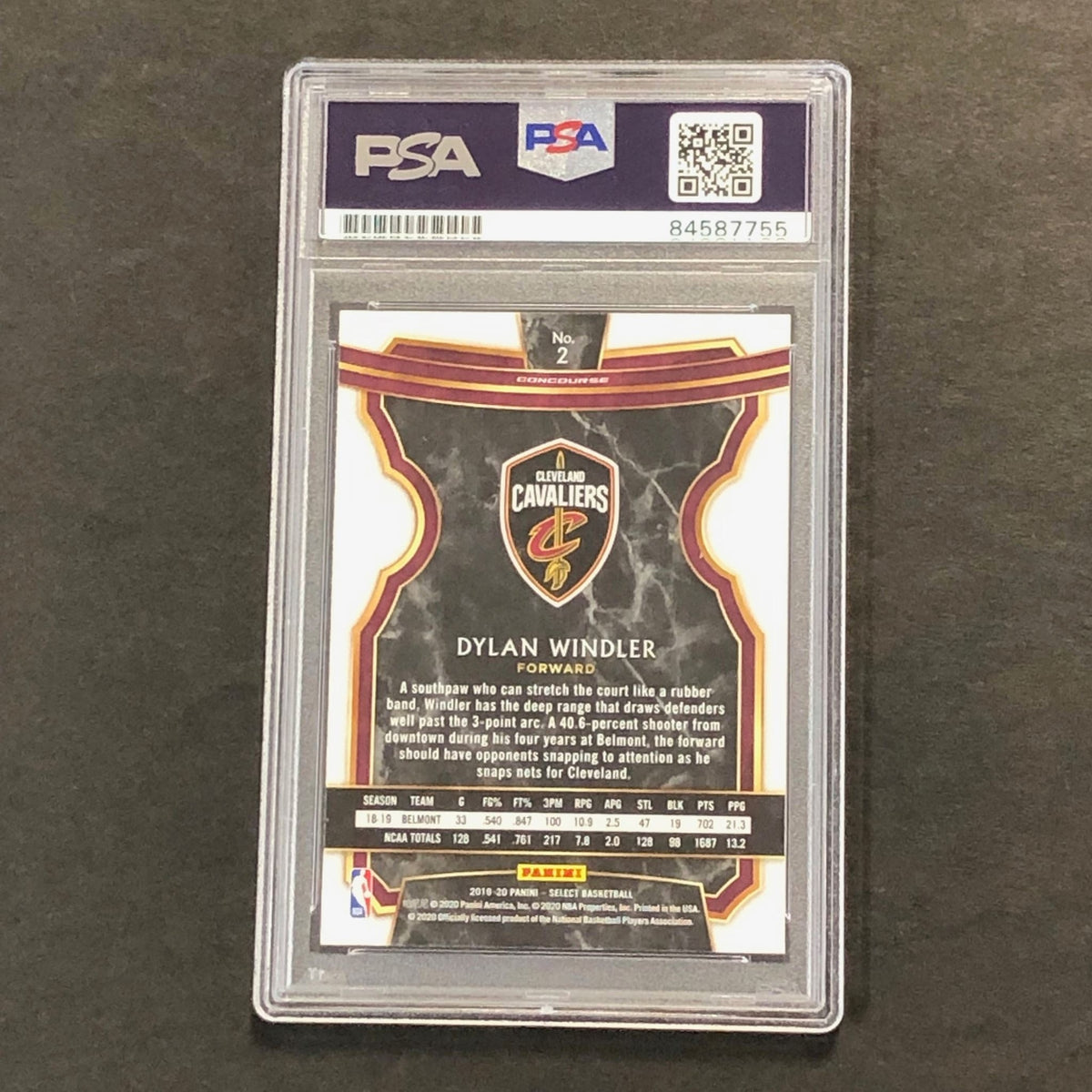 2019 Panini Select #2 Dylan Windler Signed Card AUTO PSA Slabbed RC Cavaliers