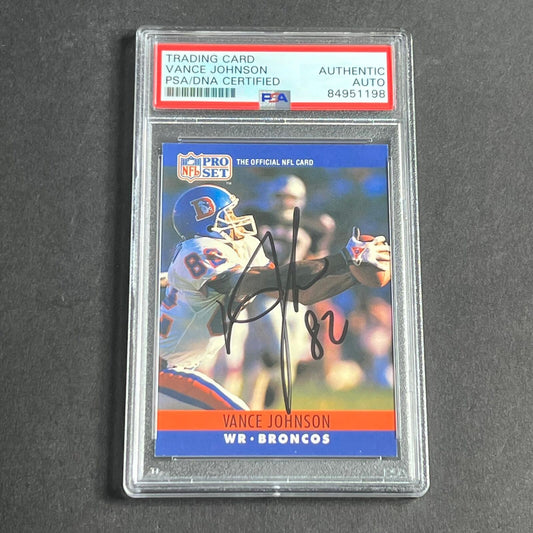 1989 NFL Pro Set #92 Vance Johnson Signed Card AUTO PSA slabbed Denver Broncos