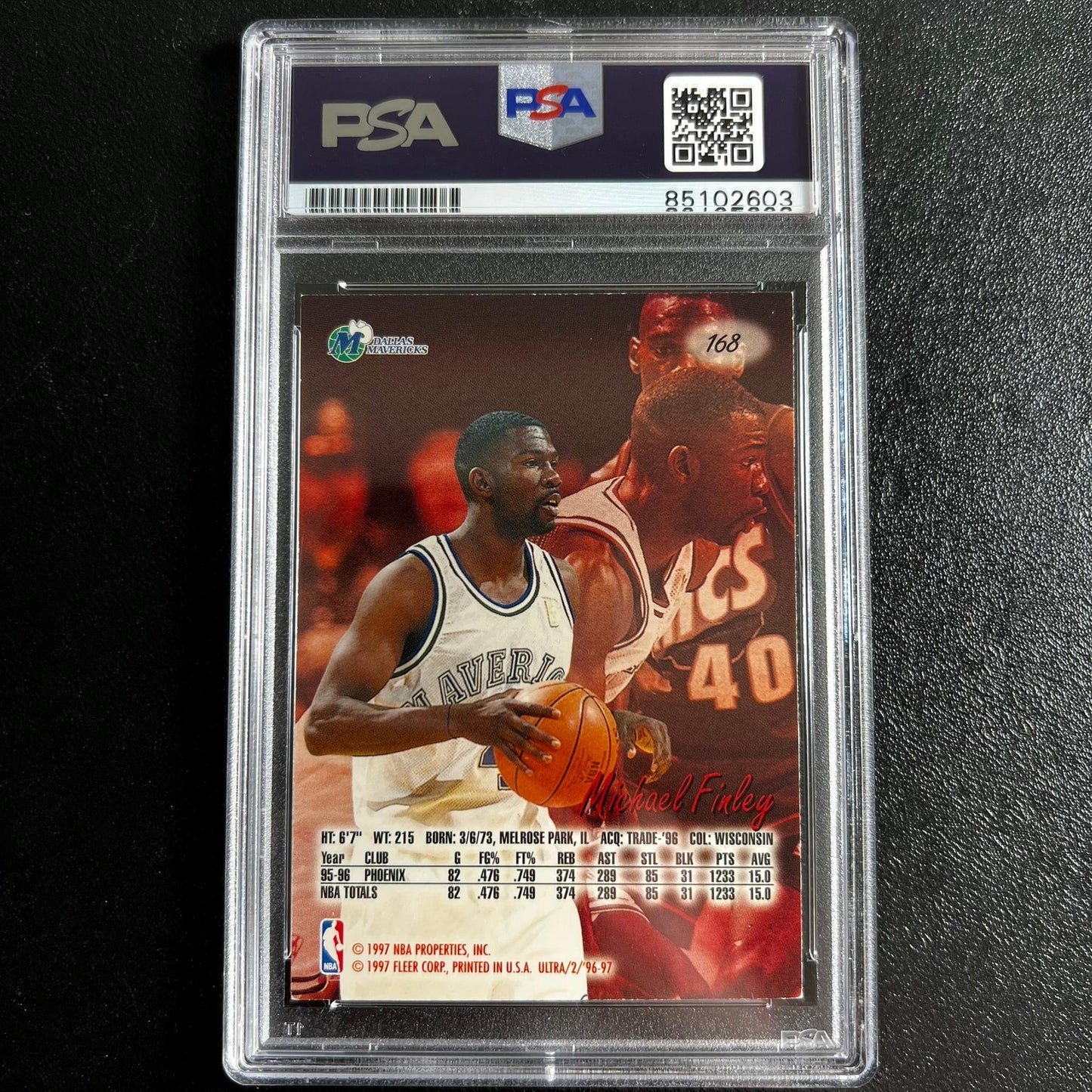 1996-97 Fleer Ultra #168 Michael Finley signed card PSA/DNA Dallas Mavericks Sla