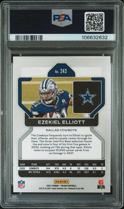 2021 Panini Prizm #243 Ezekiel Elliott signed card PSA 9 Auto 10