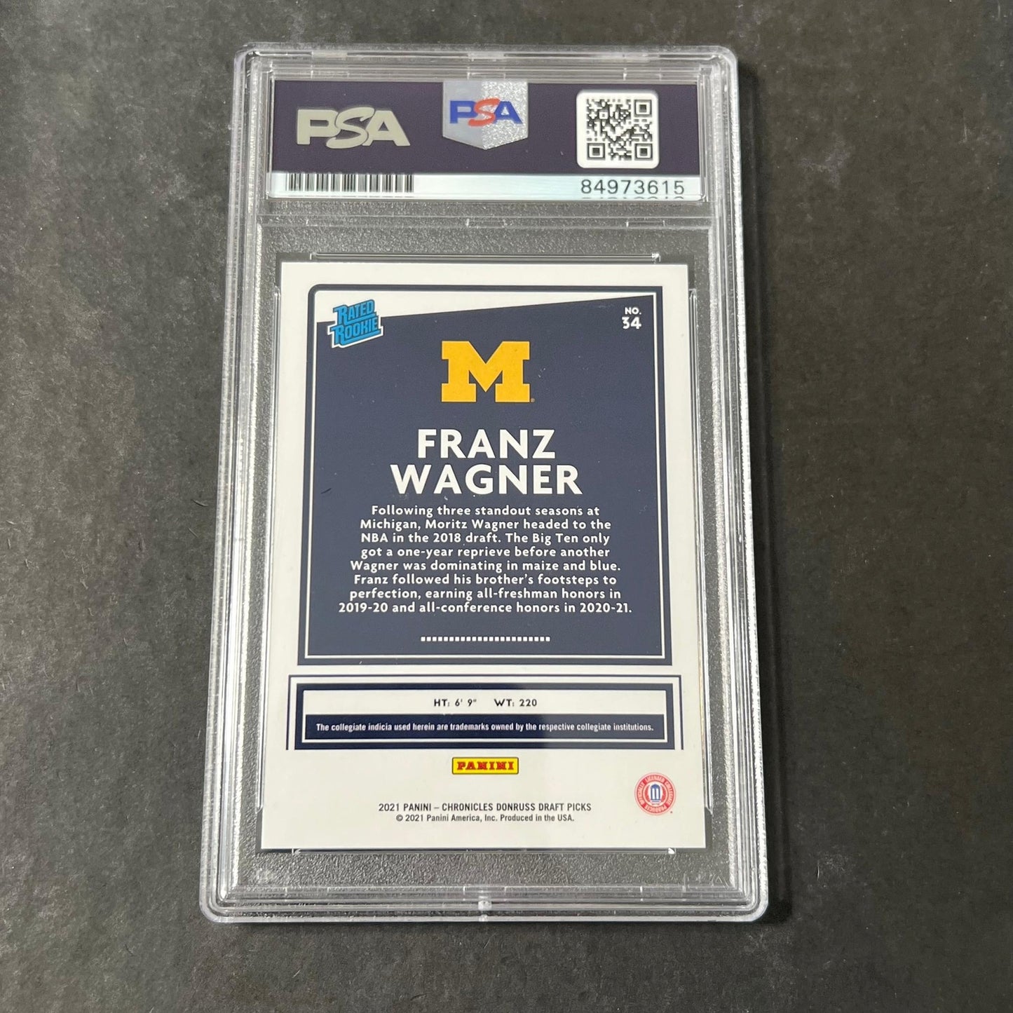 2021 Donruss Rated Rookie #34 Franz Wagner Signed Card AUTO PSA Slabbed RC Michi