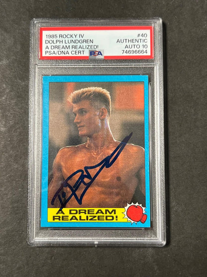 1985 Topps Rocky IV #40 Signed Card Dolph Lundgren PSA Auto 10 Ivan Drago