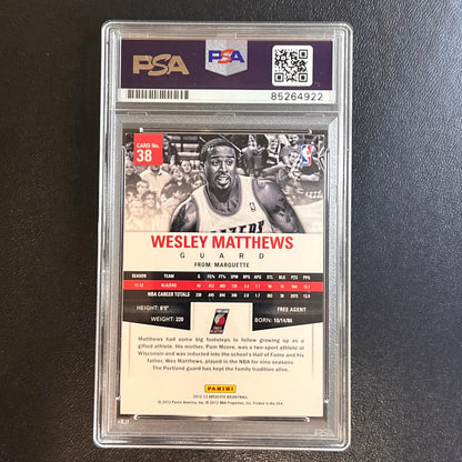 2012-13 Absolute Basketball #38 Wesley Matthews Signed Card AUTO PSA Slabbed Tra