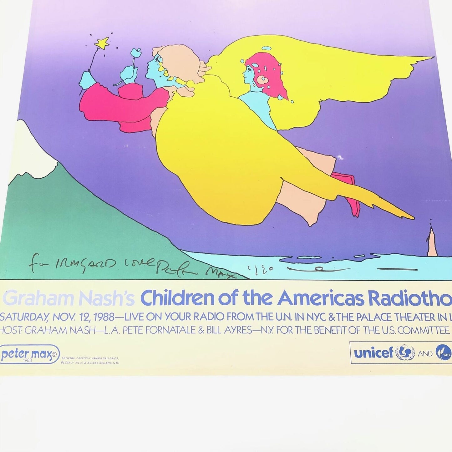 Peter Max signed 24x36 Poster PSA/DNA LOA Autographed