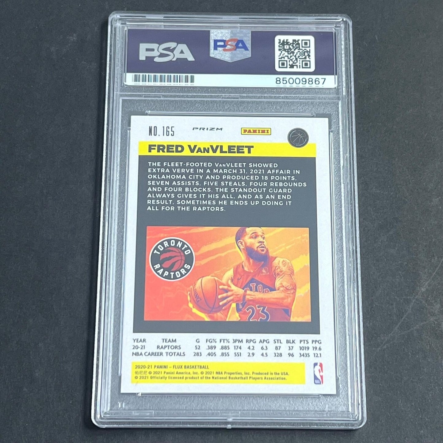 2020-21 PANINI FLUX #165 Fred VanVleet Signed Card AUTO PSA Slabbed Raptors