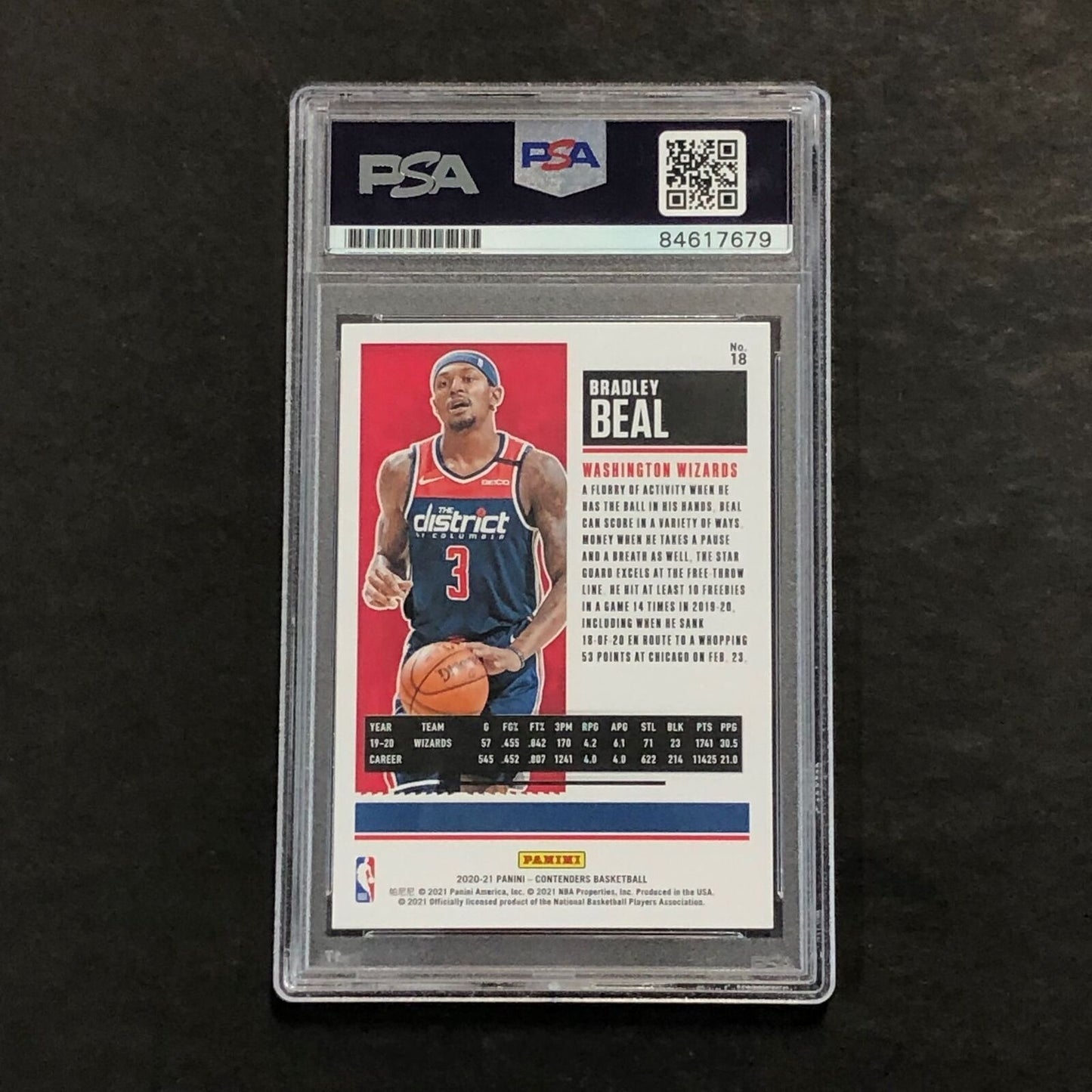 2020-21 Panini Contenders #18 Bradley Beal Signed Card AUTO 10 PSA Slabbed Wizar