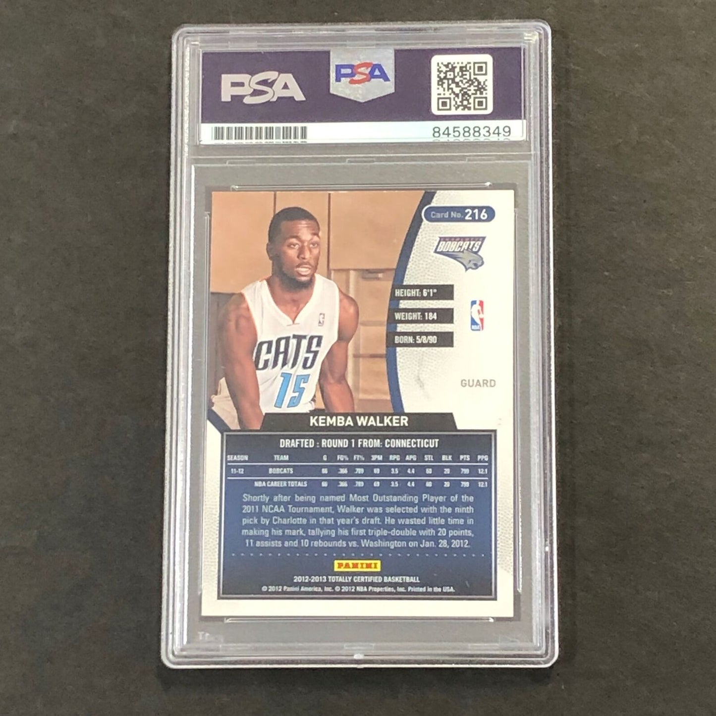 2012-13 Panini Totally Certified #216 Kemba Walker Signed Card AUTO PSA Slabbed