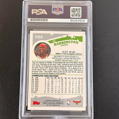 2005 Topps #103 Al Harrington Signed Card AUTO PSA Slabbed Hawks