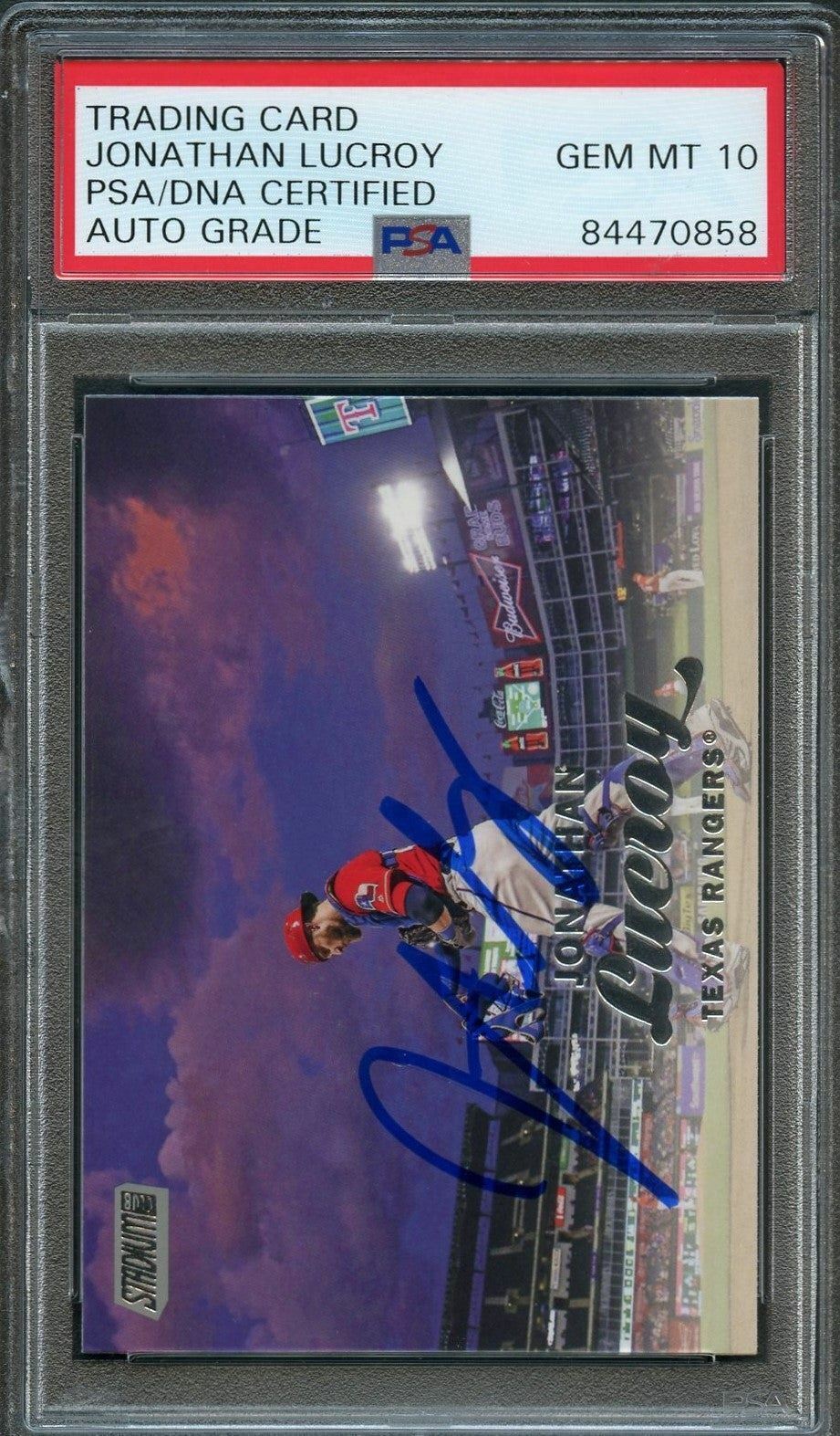 2017 Stadium Club #213 Jonathan Lucroy Signed Card PSA Slabbed Auto Grade  Range