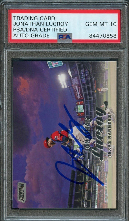 2017 Stadium Club #213 Jonathan Lucroy Signed Card PSA Slabbed Auto Grade  Range