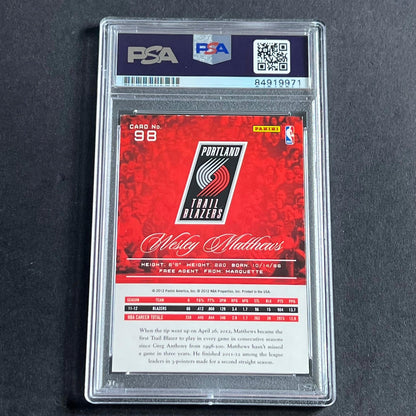 2012-13 Panini Prestige #98 Wesley Matthews Signed Card AUTO PSA Slabbed