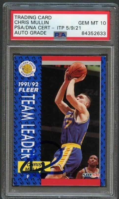 1991 FLEER #380 Chris Mullin Signed Card AUTO 10 PSA Slabbed Warriors