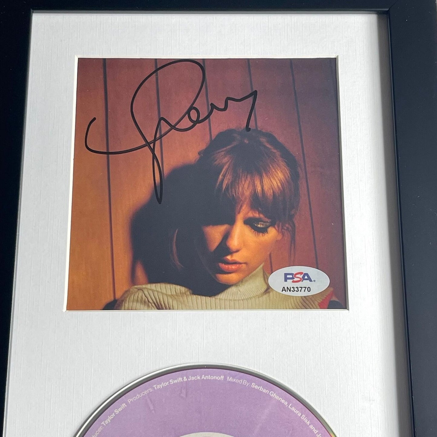 Taylor Swift Signed CD Cover Framed PSA/DNA Lavender Midnights Autographed