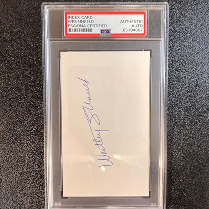 Wes Unseld Signed index card Auto PSA Slabbed