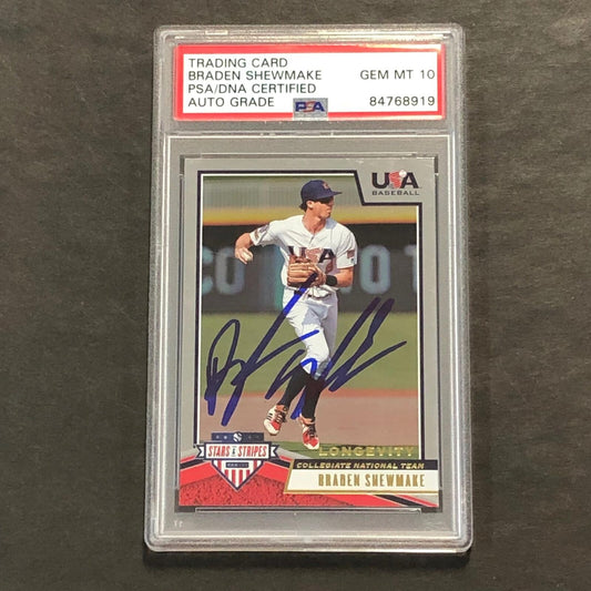 2019 Panini Stars & Stripes #10 Braden Shewmake Signed Card Auto Grade 10 PSA Sl