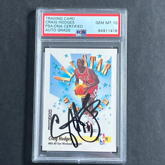 1991-92 Skybox #314 Craig Hodges Signed Card AUTO 10 PSA Slabbed Bulls