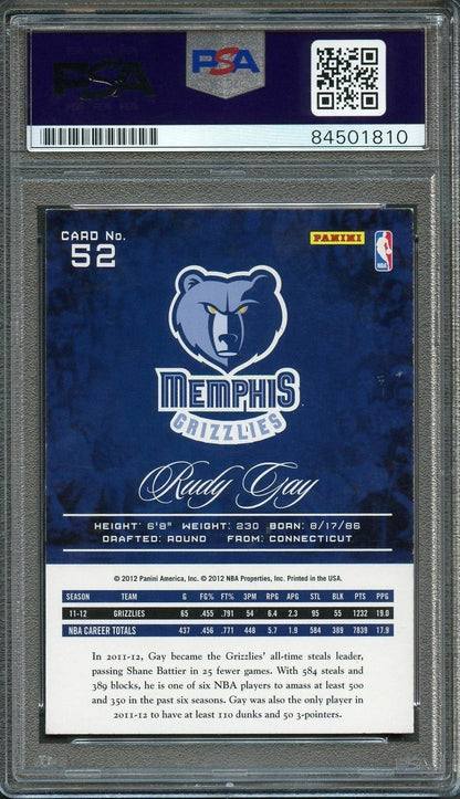 2012-13 Panini Prestige #52 Rudy Gay Signed Card AUTO PSA Slabbed Grizzlies