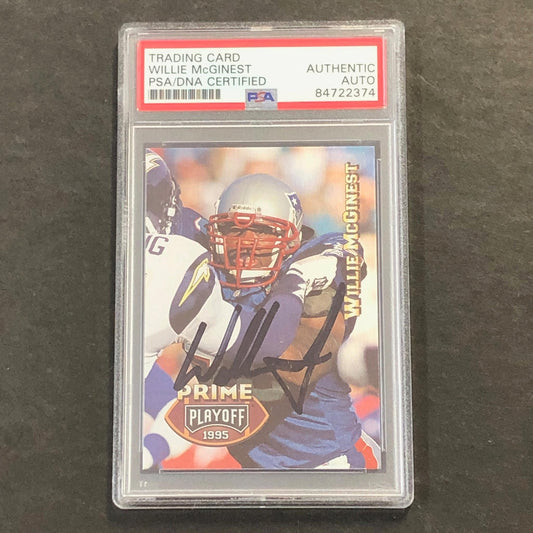 1995 Prime Playoff #42 Willie McGinest Signed Card AUTO PSA Slabbed Patriots
