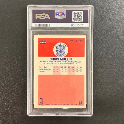 1986 Fleer #77 Chris Mullin Signed Card AUTO PSA Slabbed Warriors