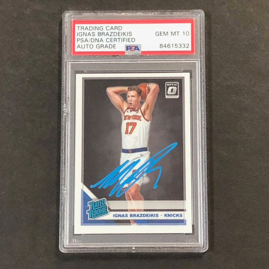 2019-20 Donruss Optic Rated Rookie #173 Ignas Brazdeikis Signed AUTO 10 PSA Slab