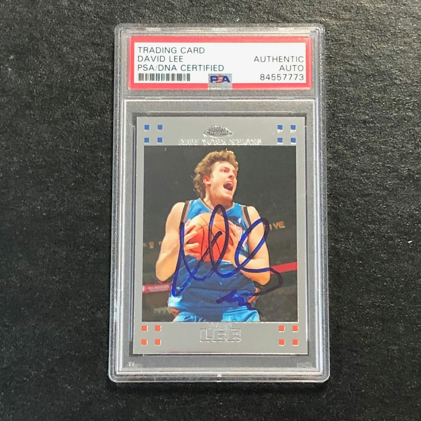 2007-08 Topps Chrome #42 David Lee Signed Card AUTO PSA Slabbed Knicks