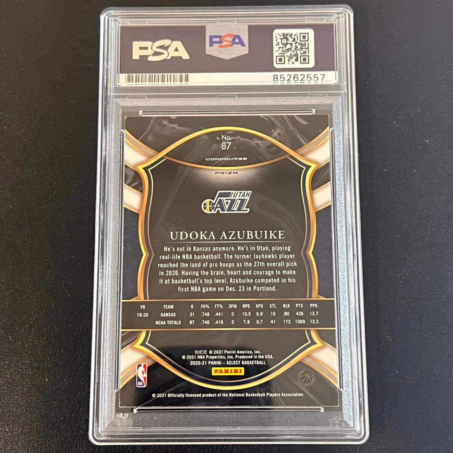 2021 Panini Select #87 Udoka Azubuike AUTO Signed Card PSA/DNA Slabbed Jazz