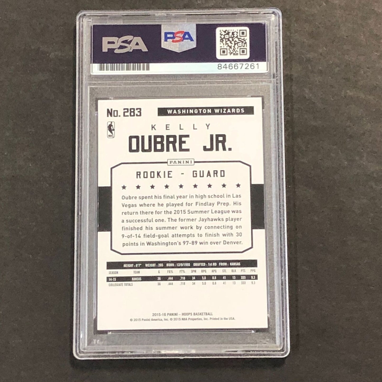 2015 NBA Hoops #283 Kelly Oubre Jr. Signed Card AUTO 10 PSA Slabbed RC Wizards