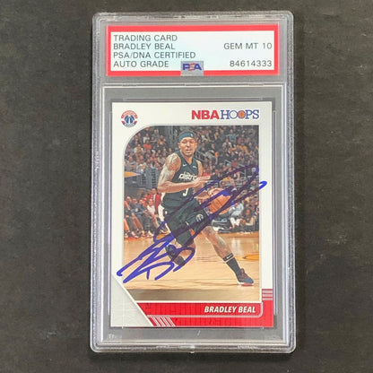 2019-20 NBA Hoops #192 Bradley Beal Signed Card AUTO 10 PSA Slabbed Wizards