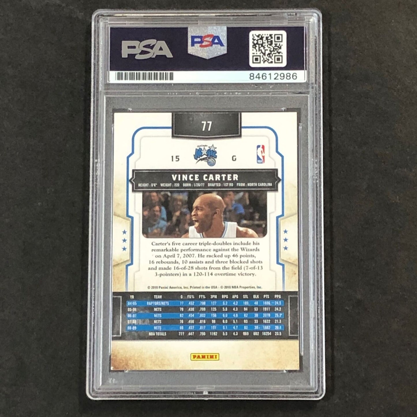 2009-10 Classics Basketball #77 Vince Carter Signed Card AUTO PSA/DNA Slabbed Ma