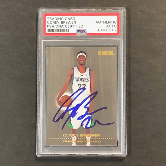 2008-09 SkyBox Basketball #91 Corey Brewer Signed Card AUTO PSA Slabbed Timberwo