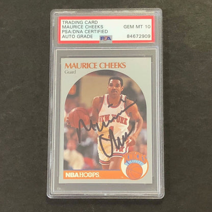 1990-91 NBA Hoops #202 Maurice Cheeks Signed Card AUTO 10 PSA Slabbed Knicks