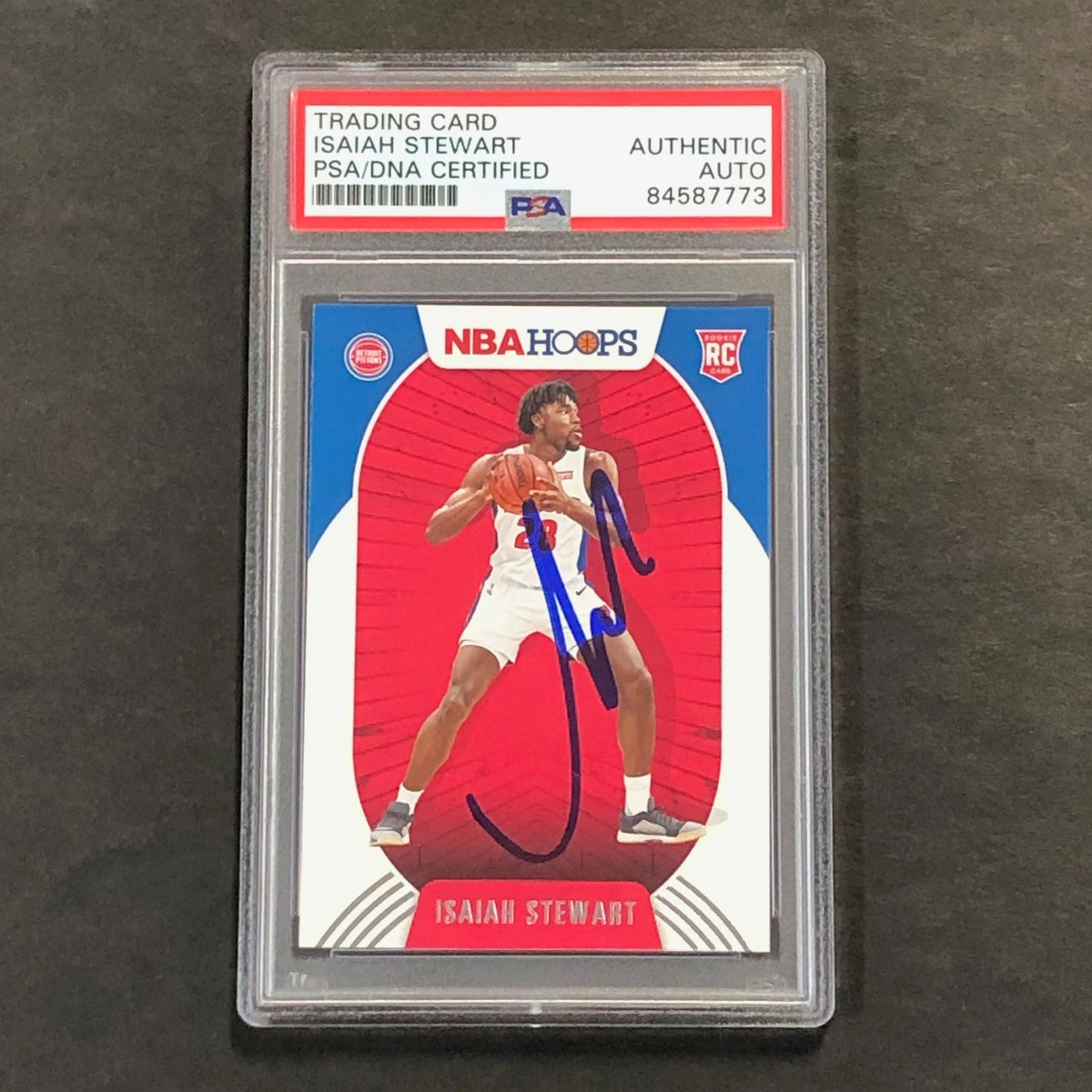 2020-21 NBA Hoops #233 Isaiah Stewart Signed Card AUTO PSA Slabbed RC Pistons