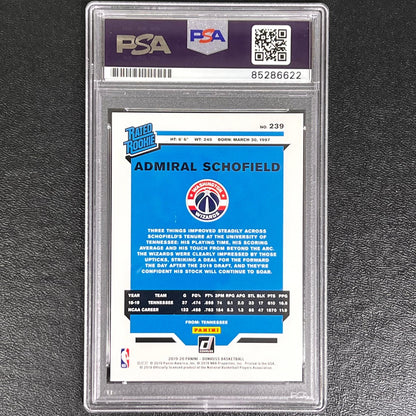 2019-20 Panini Donruss Rated Rookie #239 Admiral Schofield Signed Card AUTO PSA