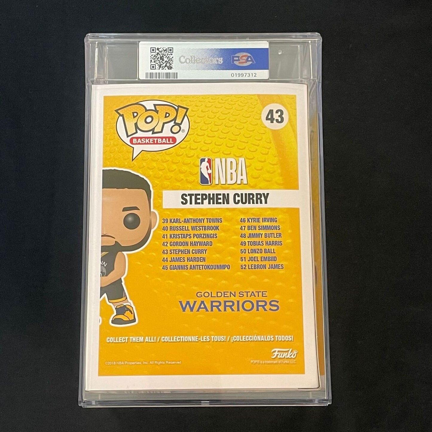 Stephen Curry Encapsulated Funko Pop #43 PSA NM-MT 9 Warriors