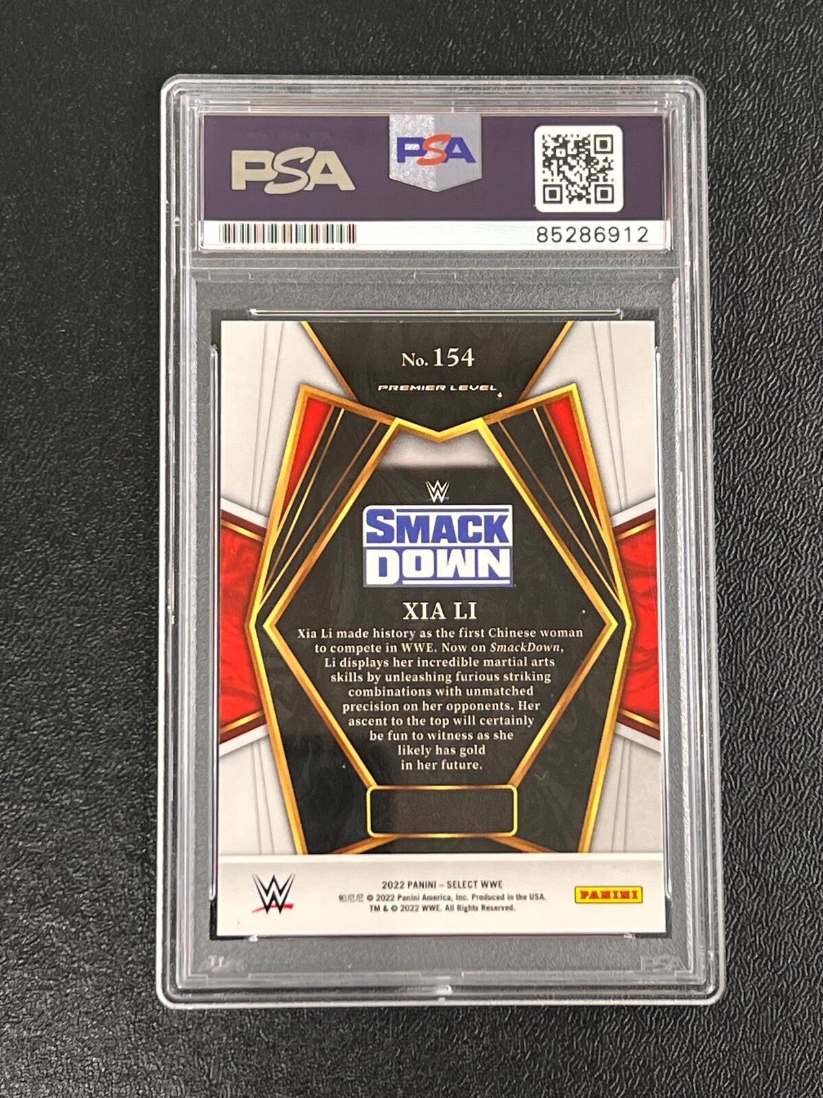 2022 Panini Select Premier Level WWE #154 Xia Li Signed Card PSA/DNA Slabbed AUT