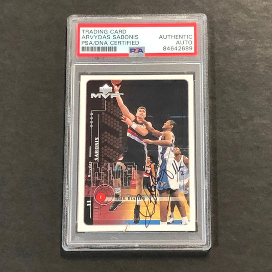 1999-00 Upper Deck MVP #131 ARVYDAS SABONIS Signed Card AUTO PSA Slabbed Trail B