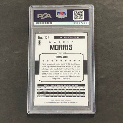 2015-16 NBA Hoops #104 Marcus Morris Signed Card AUTO 10 PSA Slabbed Pistons