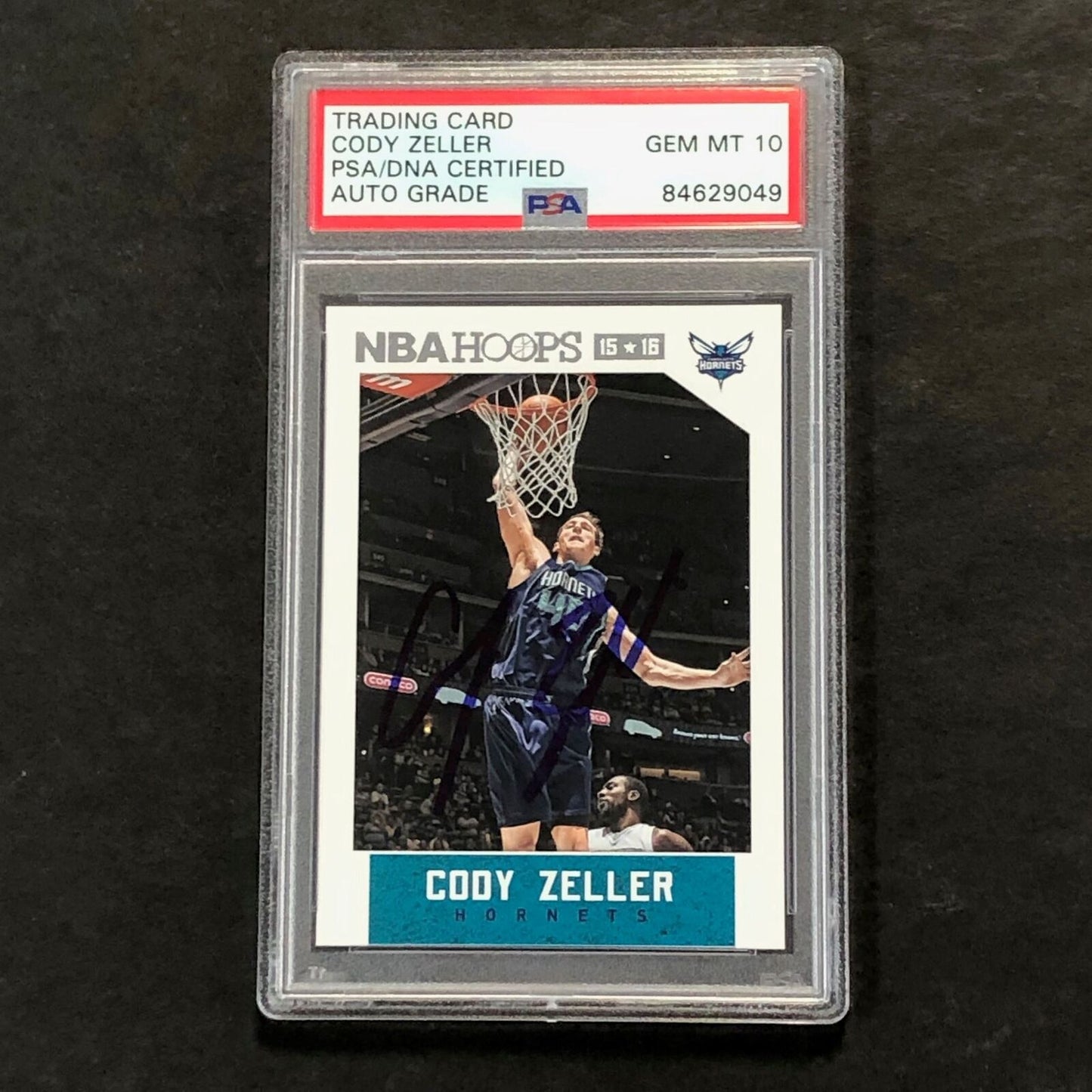 2015-16 NBA Hoops #187 Cody Zeller Signed Card AUTO 10 PSA Slabbed Hornets