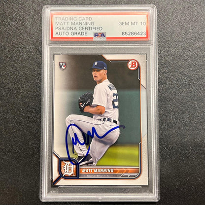 2022 Topps Bowman #58 Matt Manning Signed Card PSA/DNA Slabbed AUTO 10 Tigers RC