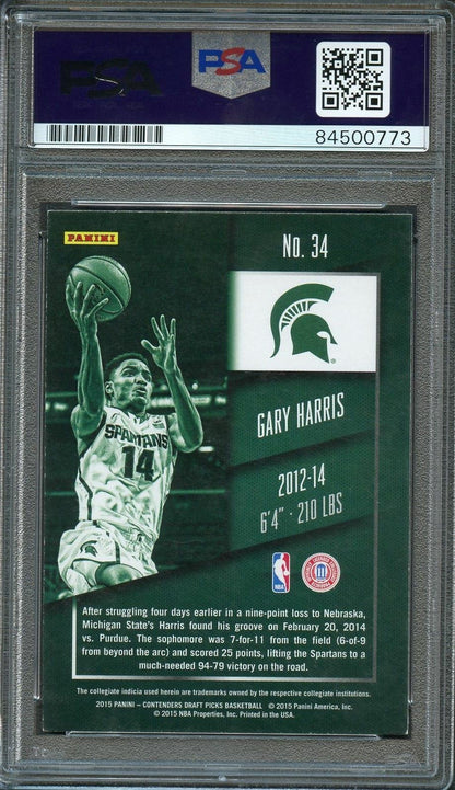 2015-16 Contenders Draft Picks #34 Gary Harris Signed AUTO 10 PSA Slabbed Sparta