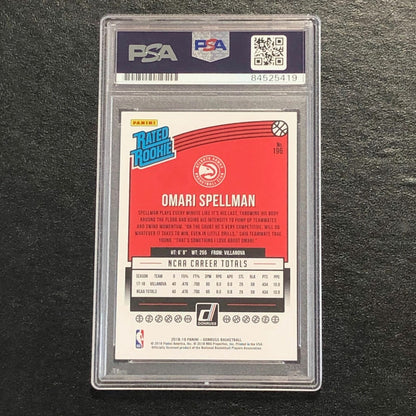 2018-19 DONRUSS RATED ROOKIE #196 Omari Spellman Signed Card AUTO PSA/DNA Slabbe