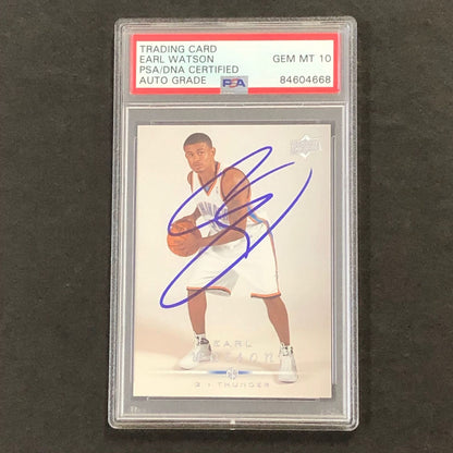 2008-09 Upper Deck #2 Earl Watson Signed Card AUTO 10 PSA Slabbed Thunder