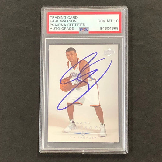 2008-09 Upper Deck #2 Earl Watson Signed Card AUTO 10 PSA Slabbed Thunder