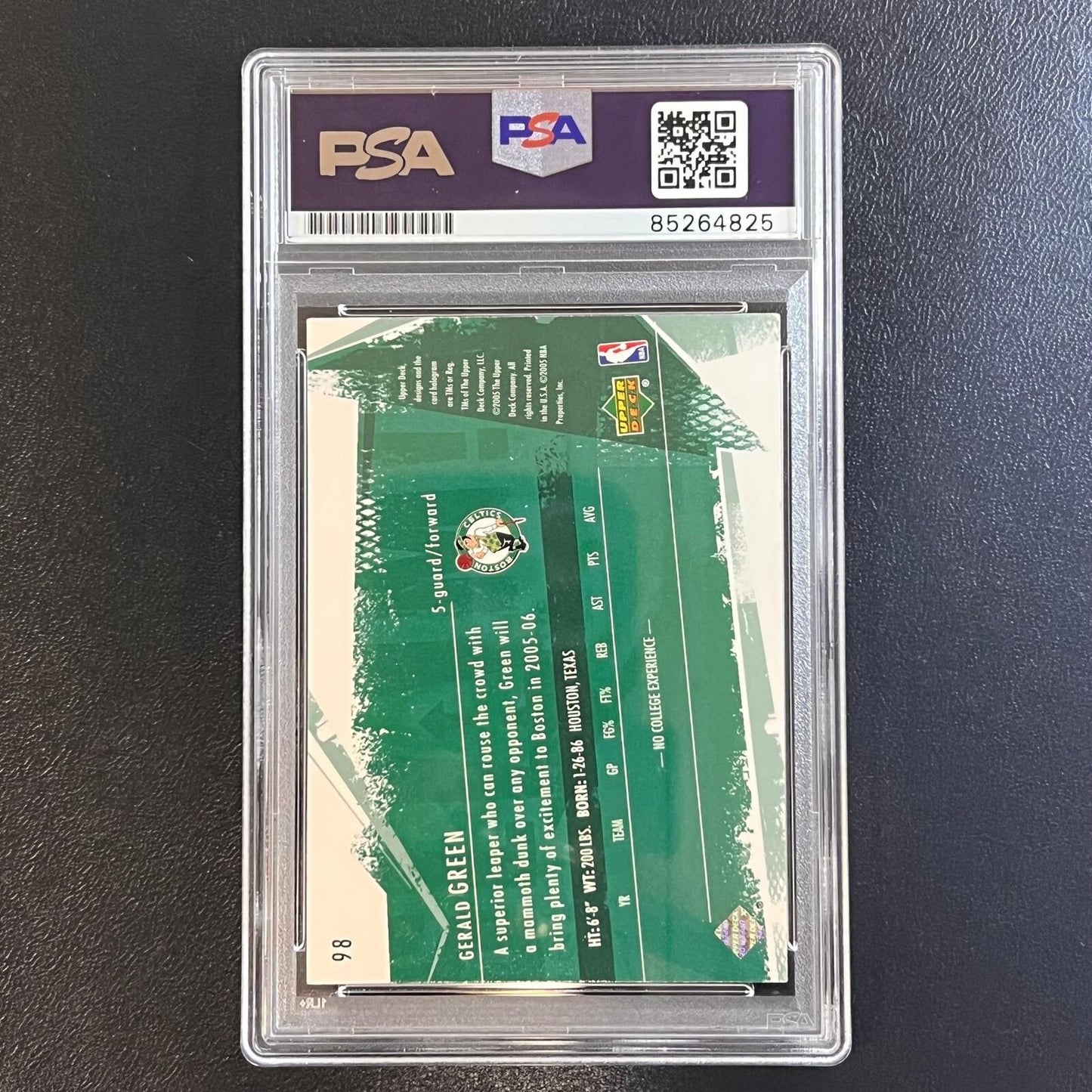 2005 Upper Deck Rookie Slam! #98 Gerald Green Signed Card AUTO PSA Slabbed Celti