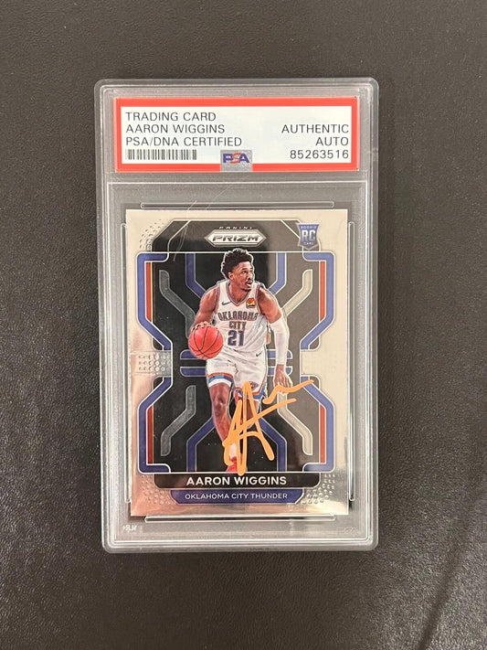 2021-22 Panini Prizm #286 Aaron Wiggins AUTO PSA/DNA Encapsulated RC Thunder