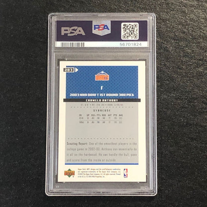 2003 Upper Deck MVP #203 Carmelo Anthony PSA 10 GEM-MT RC Nuggets