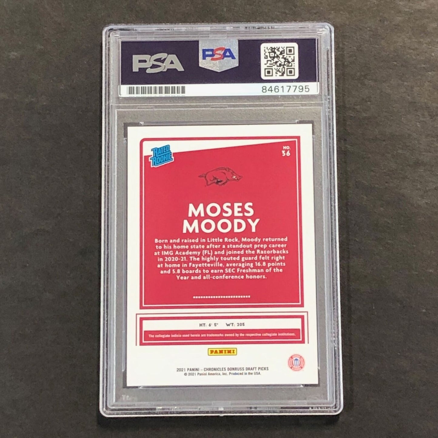 2021-22 Panini Chronicles Draft Picks #36 Moses Moody Signed Card AUTO 10 PSA Sl