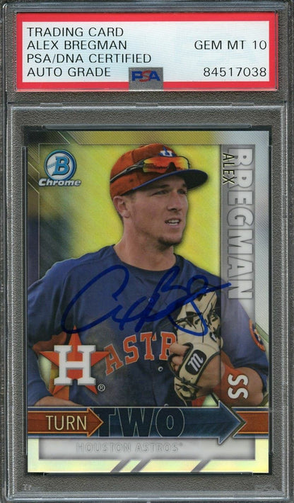 2016 Bowman Chrome Turn Two #TT-BC Alex Bregman Signed Card PSA Slabbed Auto 10