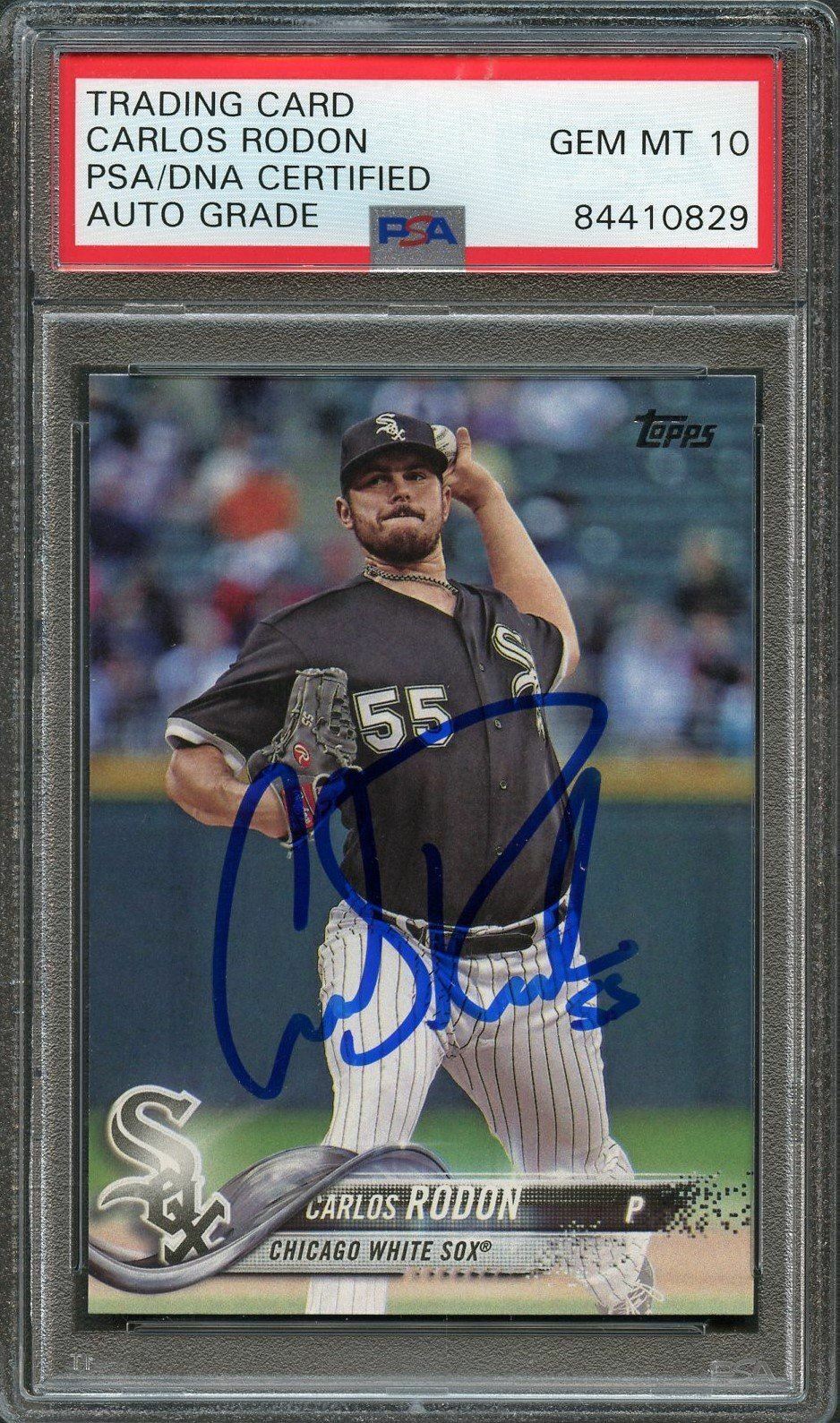 2018 Topps #264 Carlos Rodon Signed Card PSA Slabbed Auto 10 White Sox