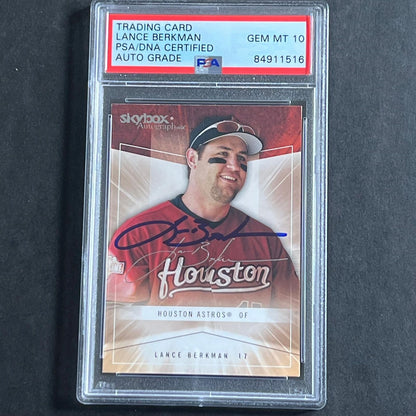 2005 Fleer Skybox #27 Lance Berkman Signed Card PSA Slabbed Auto 10 Astros